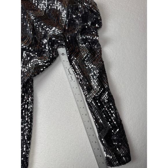 Revolve X Michael Costello Leanne sequin mini dress size S silver black - Picture 9 of 11